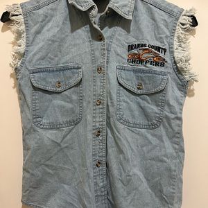 ORANGE COUNTY CHOPPERS Women's Sleeveless Denim Shirt -Vintage & New missing Tag